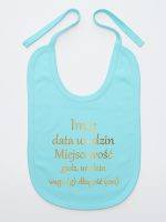 metryczka dziecka nadruk złoty śliniak niemowlęcy kolor miętowy 105