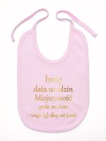 metryczka dziecka nadruk złoty śliniak niemowlęcy kolor różowy 105