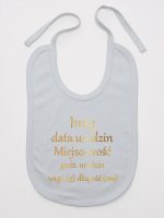 metryczka dziecka nadruk złoty śliniak niemowlęcy kolor szary 105