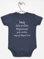 metryczka niemowlaka body z krótkim rękawem kolor granatowy 104