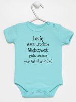 metryczka niemowlaka body z krótkim rękawem kolor miętowy 104