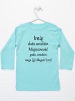 metryczka niemowlaka koszulka z długim rękawem kolor miętowy 104