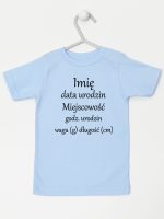 metryczka niemowlaka koszulka z krótkim rękawem kolor błękitny 104