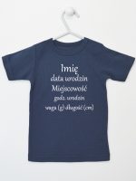 metryczka niemowlaka koszulka z krótkim rękawem kolor granatowy 104