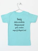 metryczka niemowlaka koszulka z krótkim rękawem kolor miętowy 104