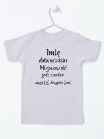 metryczka niemowlaka koszulka z krótkim rękawem kolor szary 104