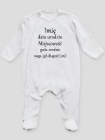 metryczka niemowlaka pajacyk śpioszek ze stópkami 104