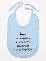 metryczka niemowlaka śliniak niemowlęcy kolor błękitny 104 metryczka niemowlaka śliniak niemowlęcy kolor błękitny 104