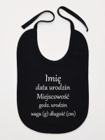 metryczka niemowlaka śliniak niemowlęcy kolor czarny 104 metryczka niemowlaka śliniak niemowlęcy kolor czarny 104