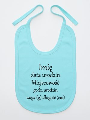 metryczka niemowlaka śliniak niemowlęcy kolor miętowy 104