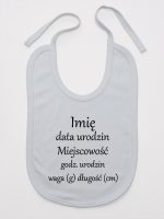 metryczka niemowlaka śliniak niemowlęcy kolor szary 104 metryczka niemowlaka śliniak niemowlęcy kolor szary 104
