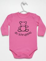 misio z napisem do schrupania body z długim rękawem kolor ciemny różowy 120