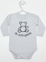 misio z napisem do schrupania body z długim rękawem kolor szary 120