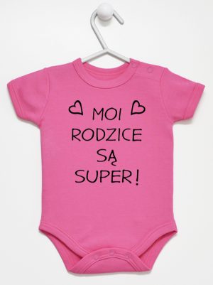 moi rodzice są super body z krótkim rękawem kolor ciemny rózowy 126