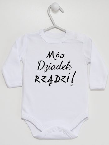 mój dziadek rządzi body z długim rękawem kolor biały 175