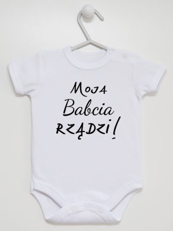 moja babcia rządzi body z krótkim rękawem kolor biały 174