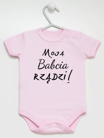 moja babcia rządzi body z krótkim rękawem kolor różowy 174