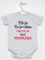 moją największą miłością jest mamusia body z krótkim rękawem kolor szary 191