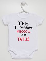 moją największą miłością jest tatuś body z krótkim rękawem kolor biały 190 moją największą miłością jest tatuś body z krótkim rękawem kolor biały 190