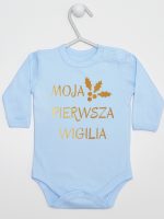 moja pierwsza wigilia body z długim rękawem kolor błękitny 155