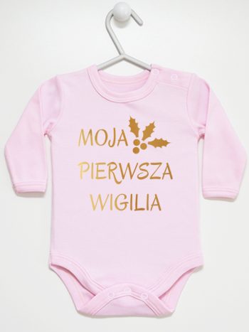 moja pierwsza wigilia body z długim rękawem kolor różowy 155