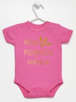 moja pierwsza wigilia body z krótkim rękawem kolor ciemny rózowy 155