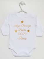 moje pierwsze święta bożego narodzenia body z długim rękawem kolor biały 153