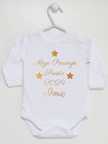 moje pierwsze święta bożego narodzenia body z długim rękawem kolor biały 153