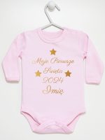 moje pierwsze święta bożego narodzenia body z długim rękawem kolor różowy 153