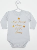 moje pierwsze święta bożego narodzenia body z długim rękawem kolor szary 153