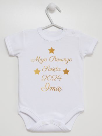 moje pierwsze święta bożego narodzenia body z krótkim rękawem kolor biały 153