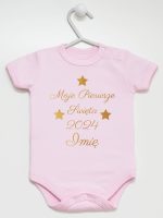 moje pierwsze święta bożego narodzenia body z krótkim rękawem kolor różowy 153