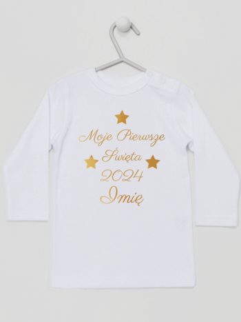 moje pierwsze święta bożego narodzenia koszulka z długim rękawem kolor biały 153