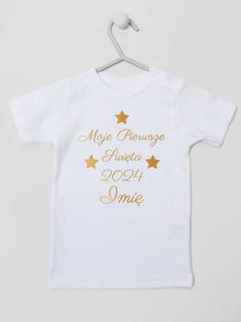 moje pierwsze święta bożego narodzenia koszulka z krótkim rękawem kolor biały 153