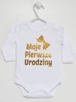 moje pierwsze urodziny body z długim rękawem kolor biały 057