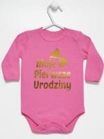 moje pierwsze urodziny body z długim rękawem kolor ciemny różowy 057