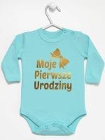 moje pierwsze urodziny body z długim rękawem kolor miętowy 057