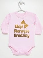 moje pierwsze urodziny body z długim rękawem kolor różowy 057