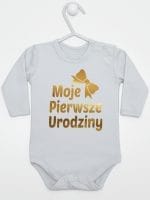 moje pierwsze urodziny body z długim rękawem kolor szary 057