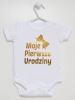 moje pierwsze urodziny body z krótkim rękawem kolor biały 057