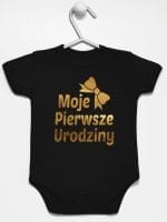 moje pierwsze urodziny body z krótkim rękawem kolor czarny 057