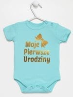 moje pierwsze urodziny body z krótkim rękawem kolor miętowy 057