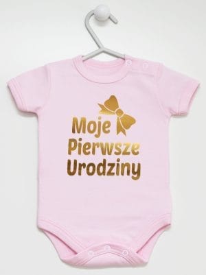 moje pierwsze urodziny body z krótkim rękawem kolor różowy 057