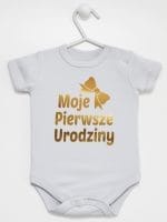 moje pierwsze urodziny body z krótkim rękawem kolor szary 057