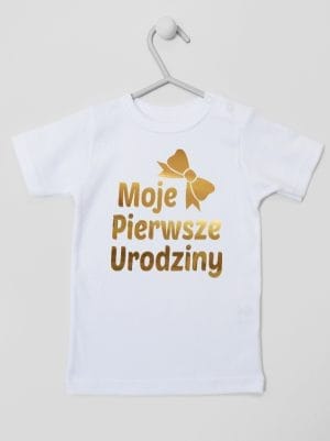 moje pierwsze urodziny koszulka z krótkim rękawem kolor biały 057