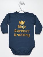 moje pierwsze urodziny nadruk złoty body z długim rękawem kolor granatowy 140