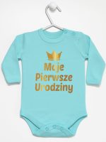 moje pierwsze urodziny nadruk złoty body z długim rękawem kolor miętowy 140
