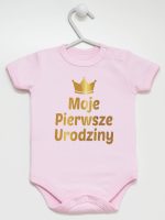 moje pierwsze urodziny nadruk złoty body z krótkim rękawem kolor różowy 140