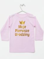 moje pierwsze urodziny nadruk złoty koszulka z długim rękawem kolor różowy 140