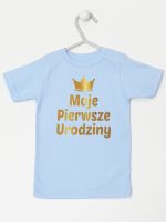 moje pierwsze urodziny nadruk złoty koszulka z krótkim rękawem kolor błękitny 140
